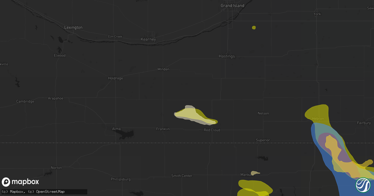 Hail map in Campbell, NE on July 3, 2026