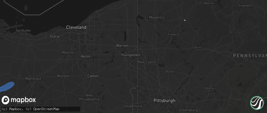 Hail map in Campbell, OH on July 3, 2026
