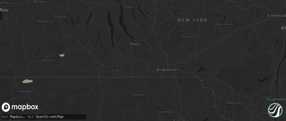 Hail map in Candor, NY on July 3, 2026