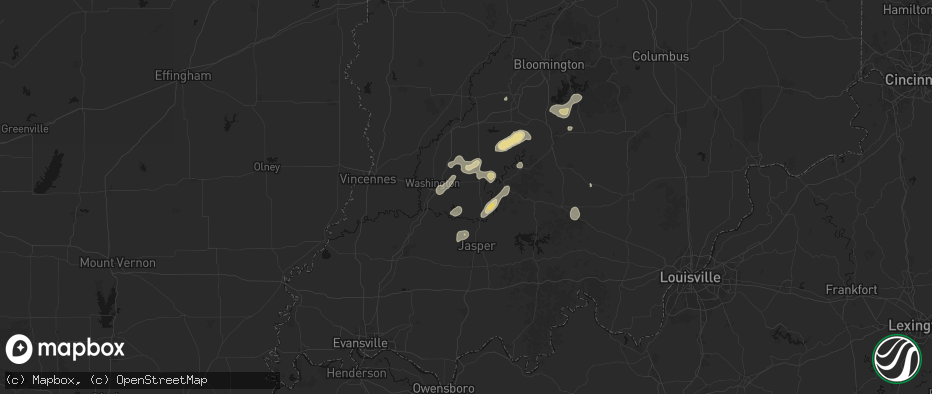 Hail map in Cannelburg, IN on July 3, 2026