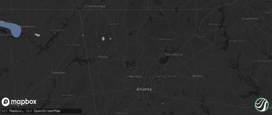 Hail map in Canton, GA on July 3, 2026
