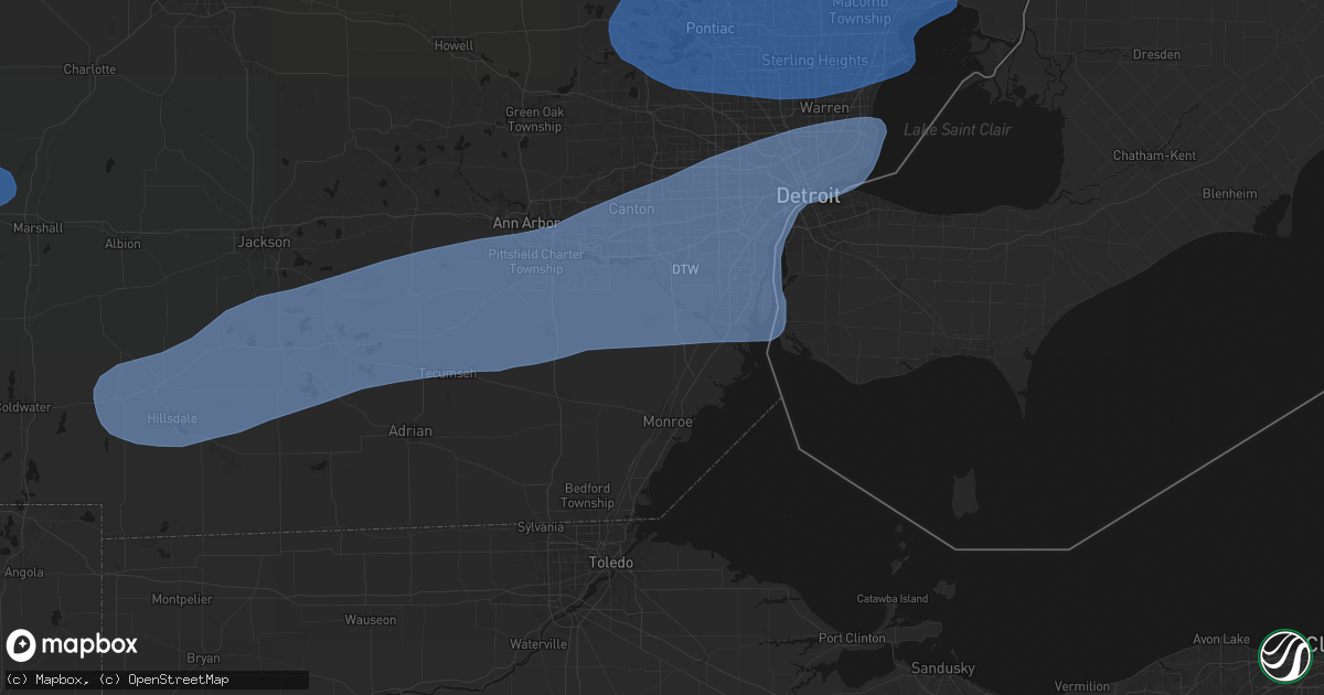 Hail map in Carleton, MI on July 3, 2026