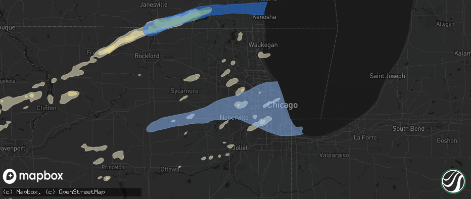 Hail map in Carol Stream, IL on July 3, 2026