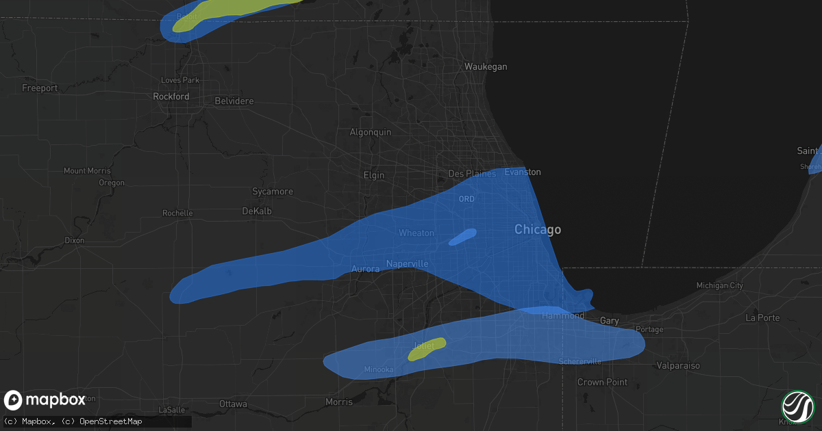 Hail map in Carol Stream, IL on July 3, 2026