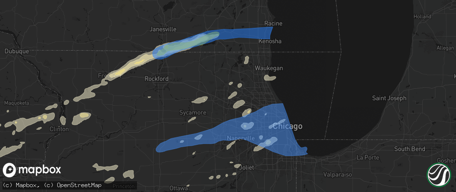 Hail map in Carpentersville, IL on July 3, 2026