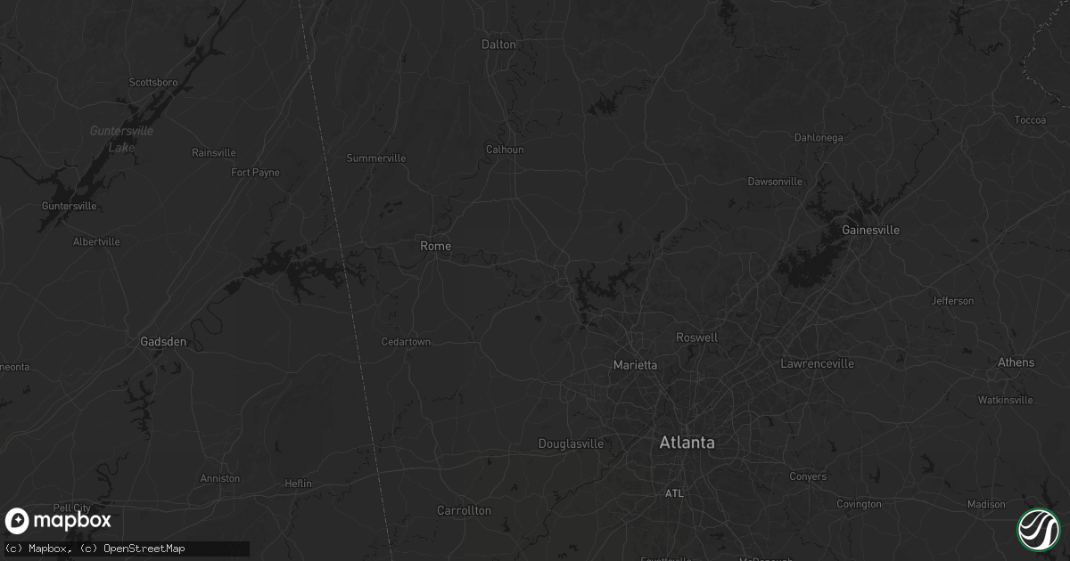 Hail map in Cartersville, GA on July 3, 2026