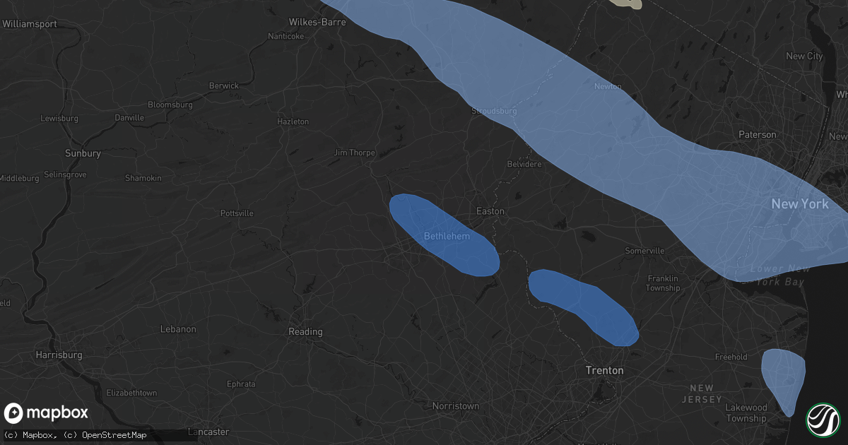 Hail map in Catasauqua, PA on July 3, 2026