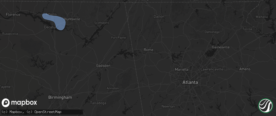 Hail map in Cave Spring, GA on July 3, 2026
