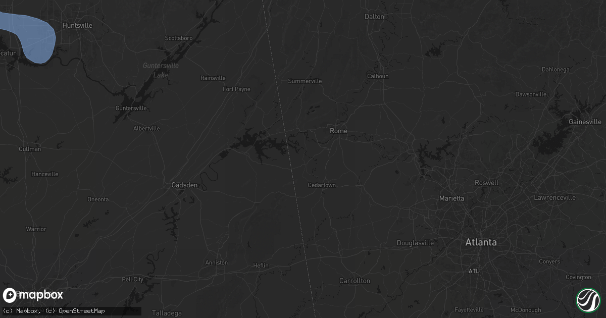 Hail map in Cave Spring, GA on July 3, 2026