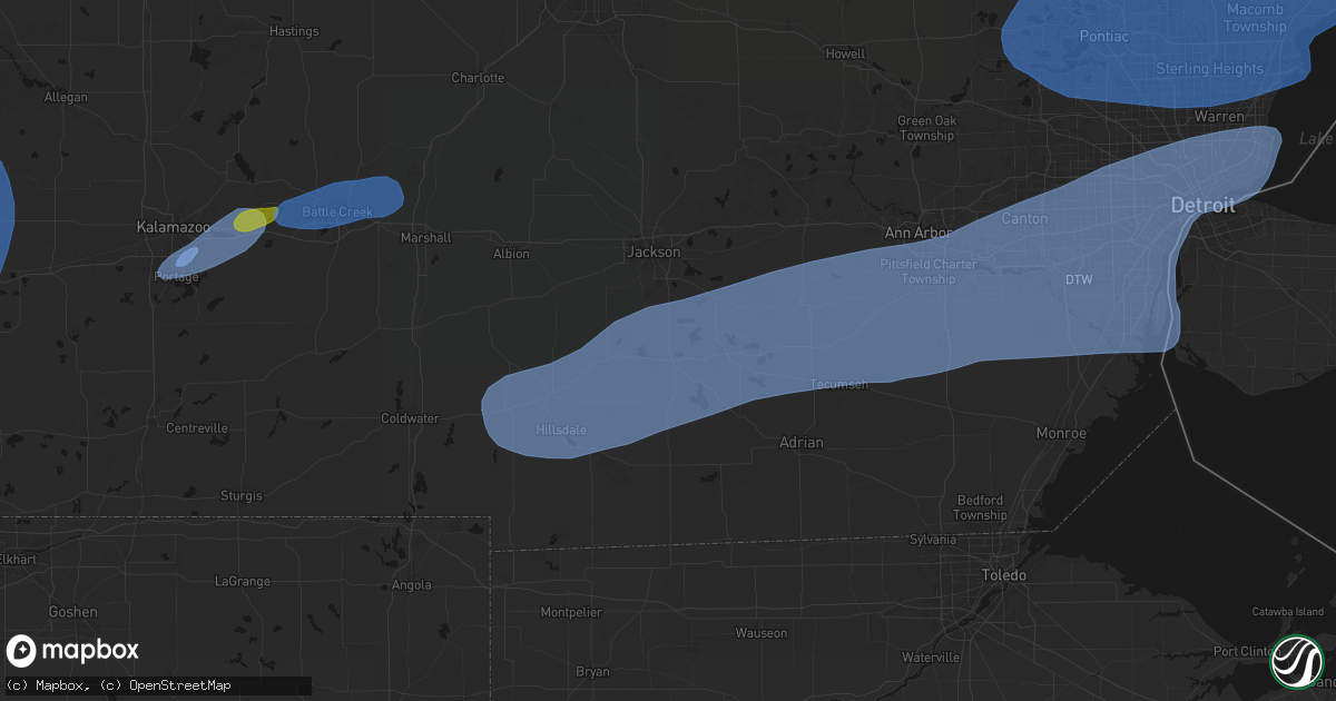 Hail map in Cement City, MI on July 3, 2026