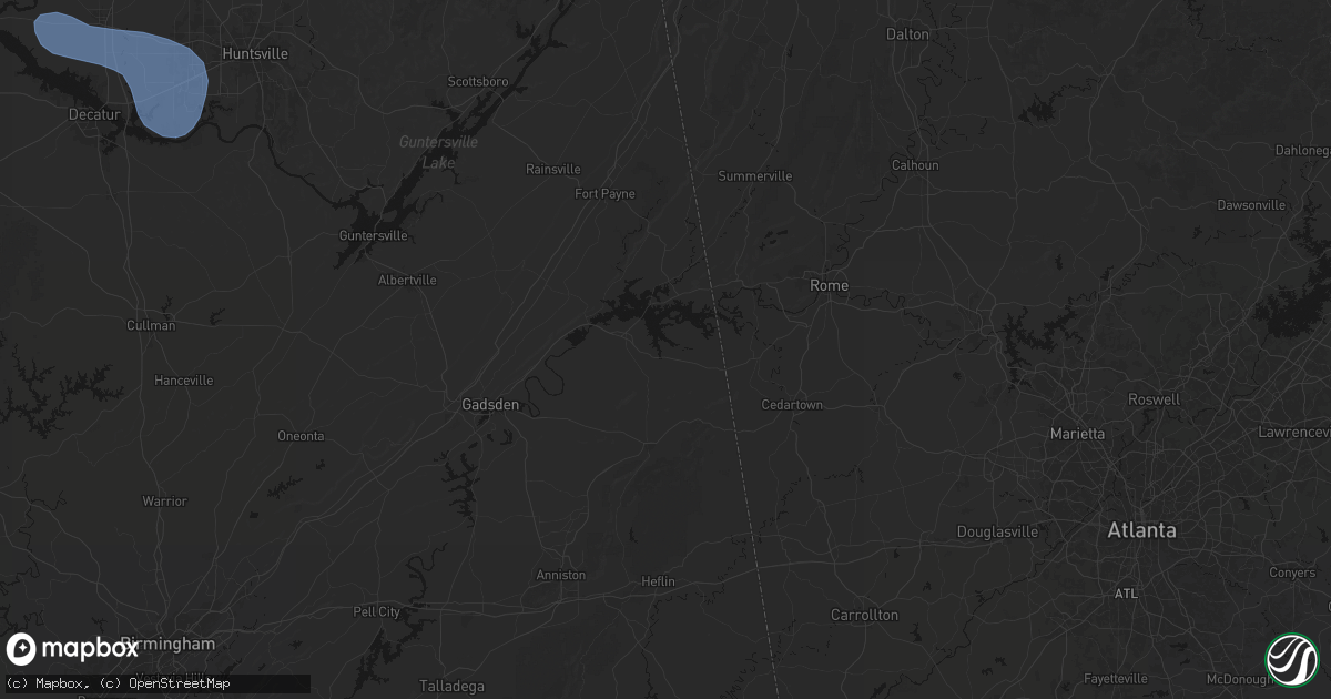 Hail map in Centre, AL on July 3, 2026