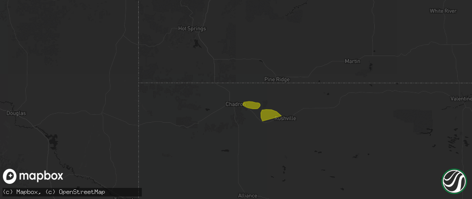 Hail map in Chadron, NE on July 3, 2026