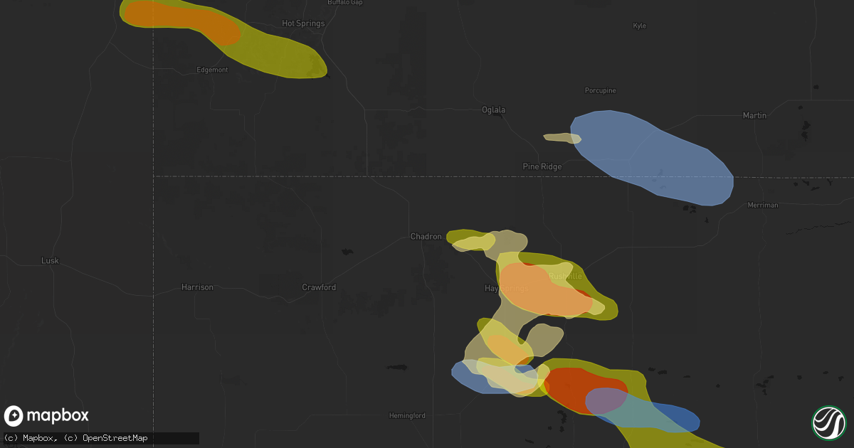 Hail map in Chadron, NE on July 3, 2026