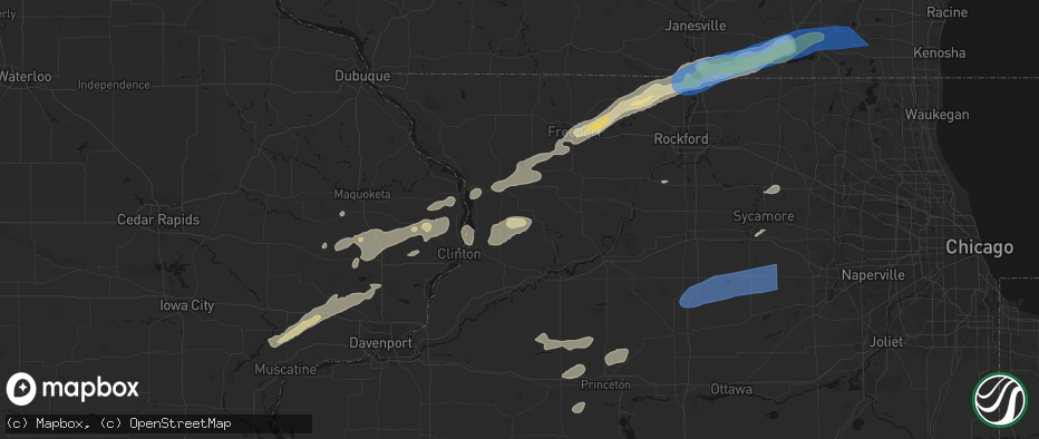 Hail map in Chadwick, IL on July 3, 2026
