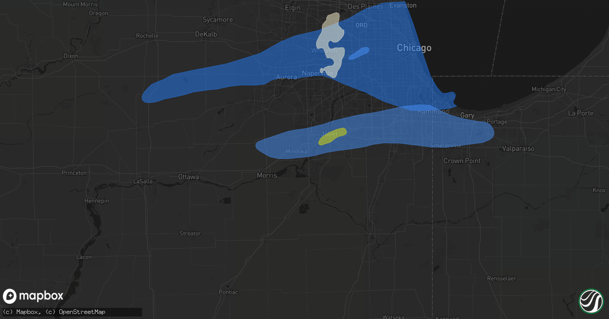 Hail map in Channahon, IL on July 3, 2026