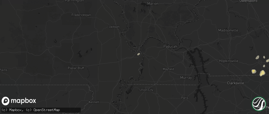 Hail map in Charleston, MO on July 3, 2026
