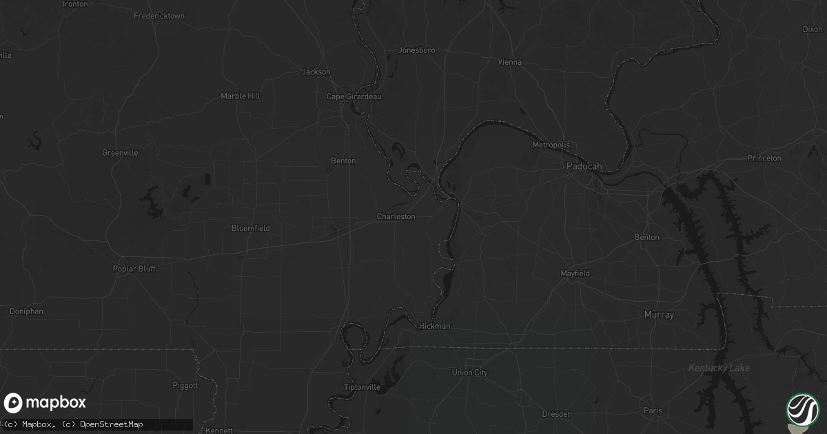 Hail map in Charleston, MO on July 3, 2026