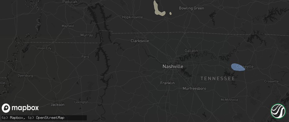 Hail map in Charlotte, TN on July 3, 2026