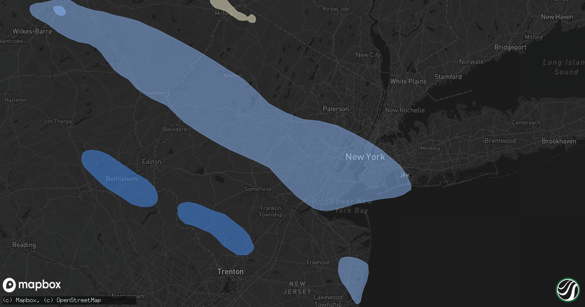 Hail map in Chatham, NJ on July 3, 2026
