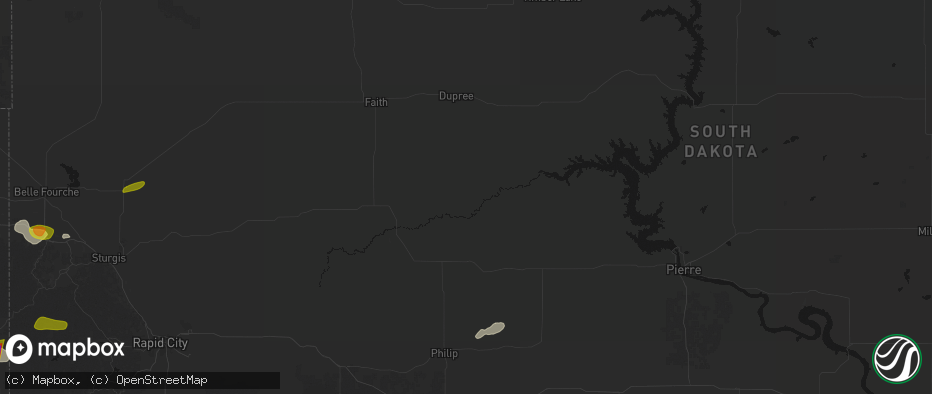 Hail map in Cherry Creek, SD on July 3, 2026