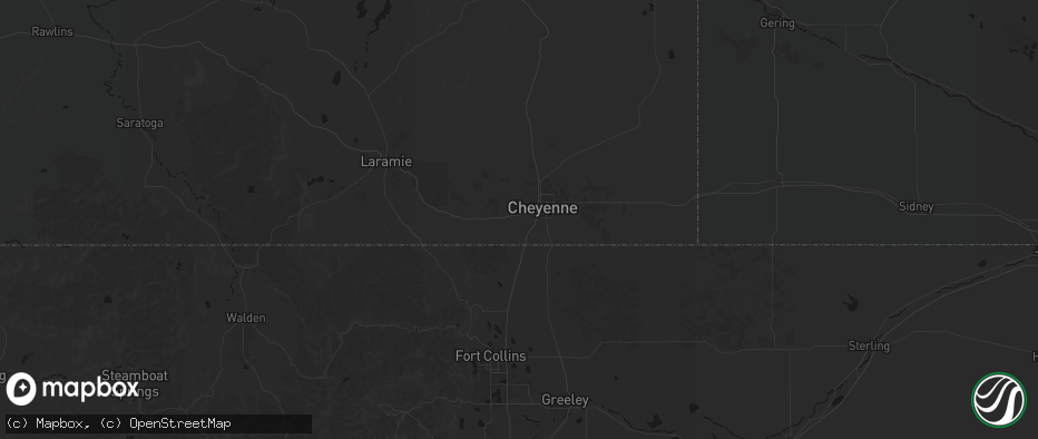 Hail map in Cheyenne, WY on July 3, 2026