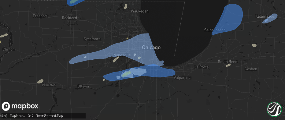 Hail map in Chicago Ridge, IL on July 3, 2026