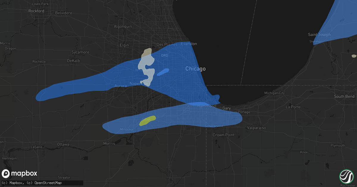 Hail map in Chicago Ridge, IL on July 3, 2026