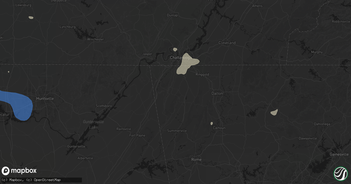 Hail map in Chickamauga, GA on July 3, 2026
