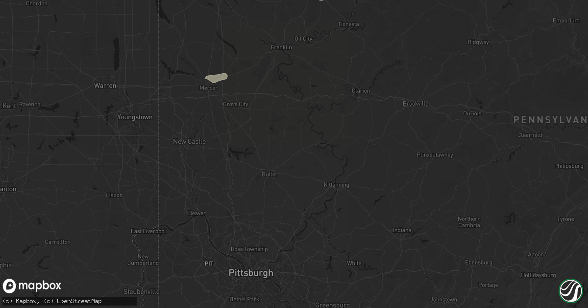 Hail map in Chicora, PA on July 3, 2026