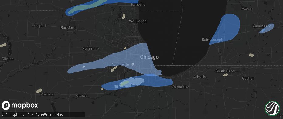 Hail map in Cicero, IL on July 3, 2026