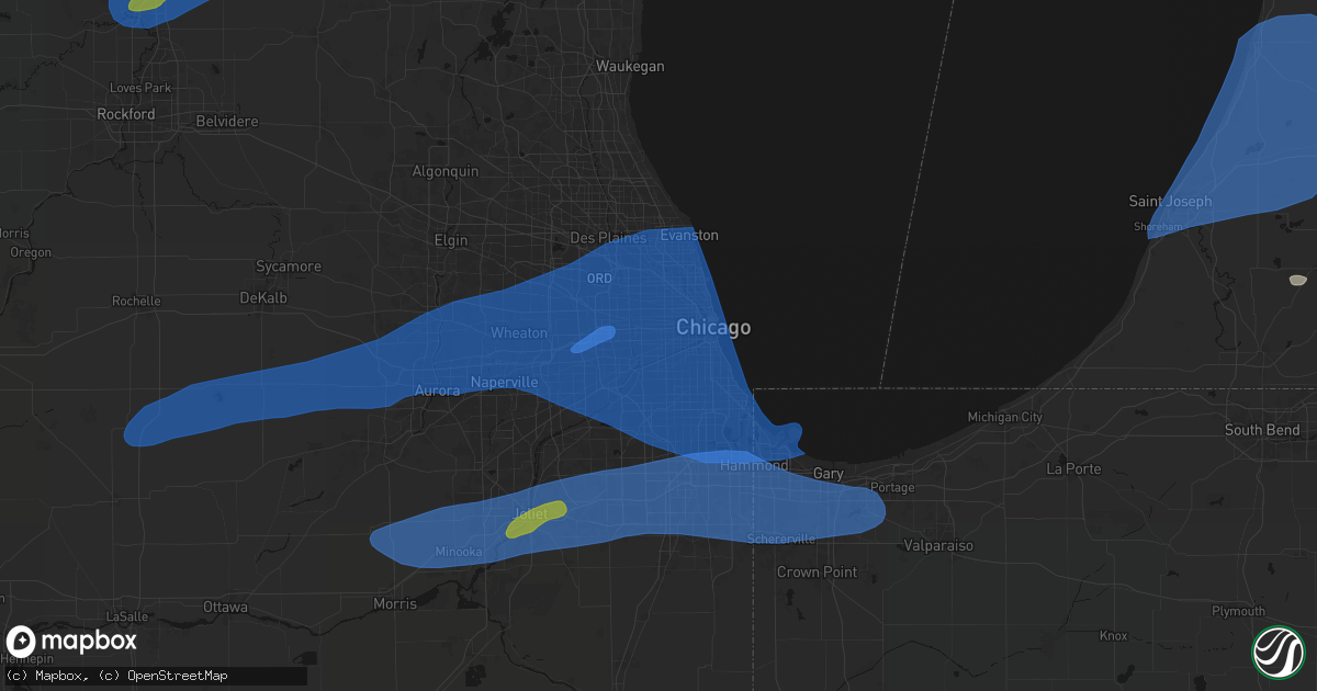 Hail map in Cicero, IL on July 3, 2026