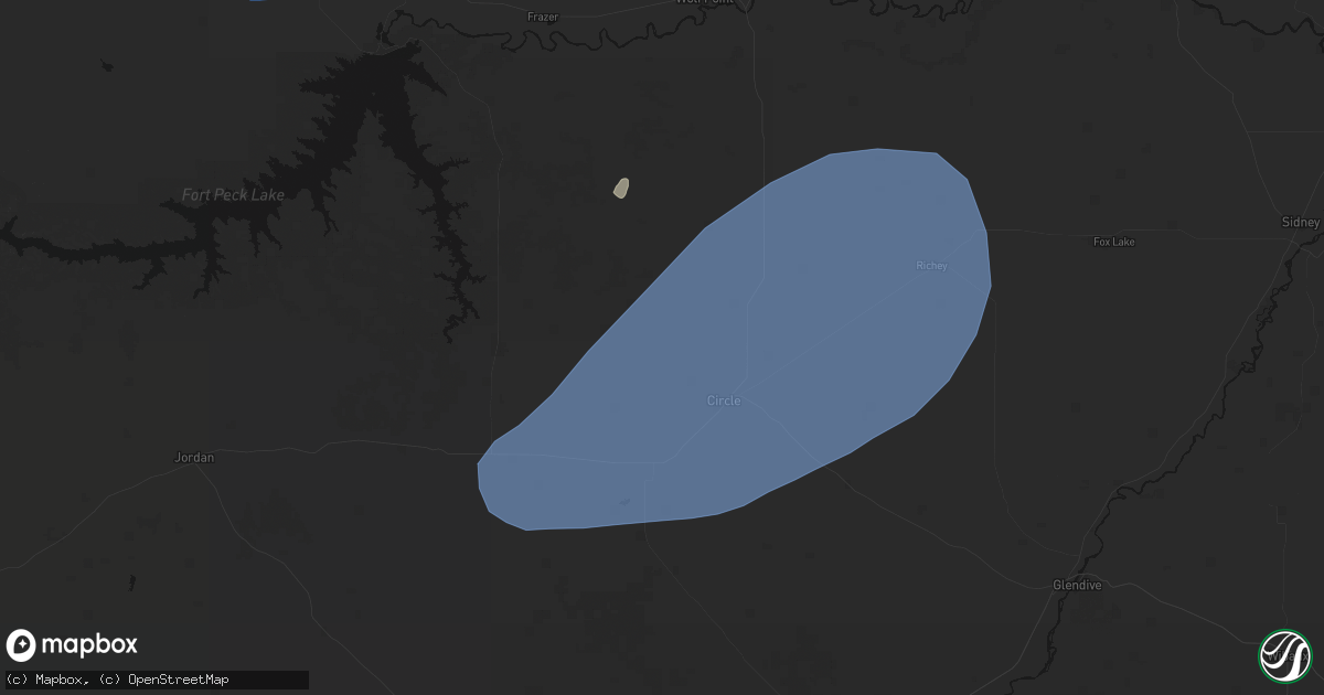 Hail map in Circle, MT on July 3, 2026