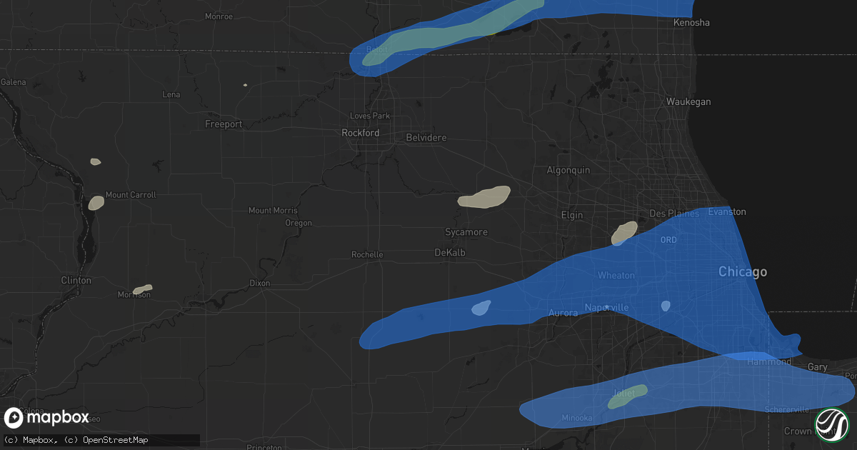 Hail map in Clare, IL on July 3, 2026