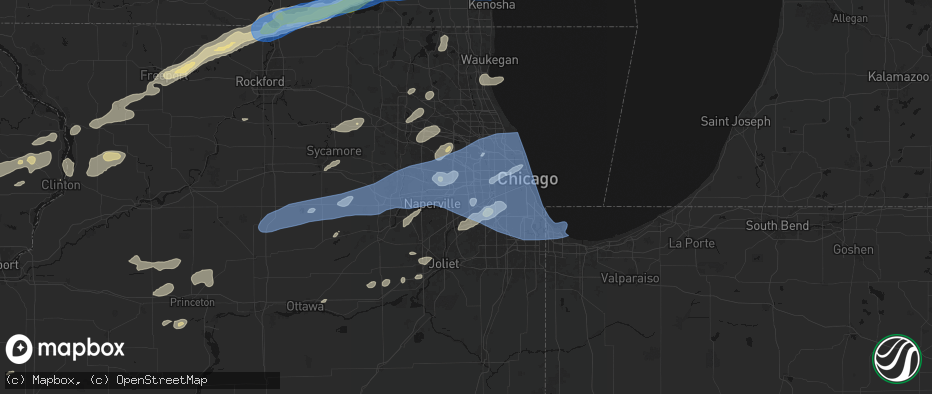 Hail map in Clarendon Hills, IL on July 3, 2026