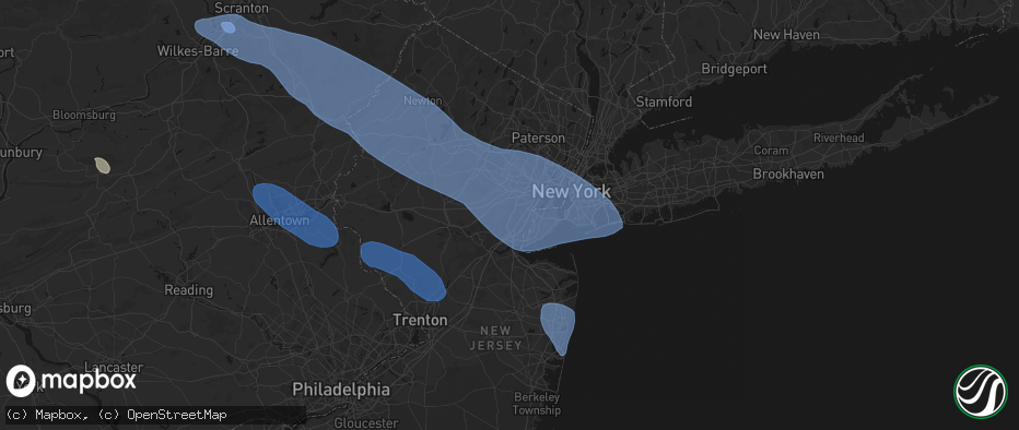 Hail map in Clark, NJ on July 3, 2026
