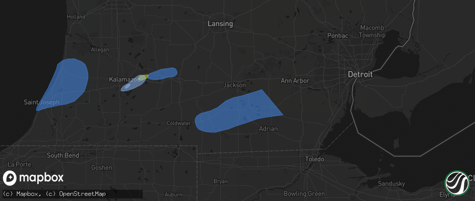 Hail map in Clarklake, MI on July 3, 2026