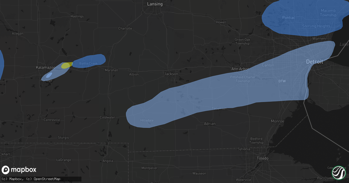 Hail map in Clarklake, MI on July 3, 2026