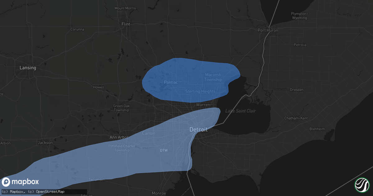 Hail map in Clawson, MI on July 3, 2026