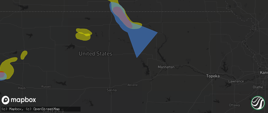 Hail map in Clay Center, KS on July 3, 2026