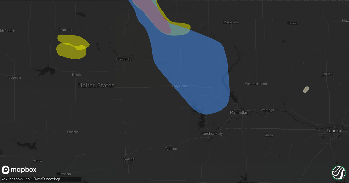 Hail map in Clay Center, KS on July 3, 2026