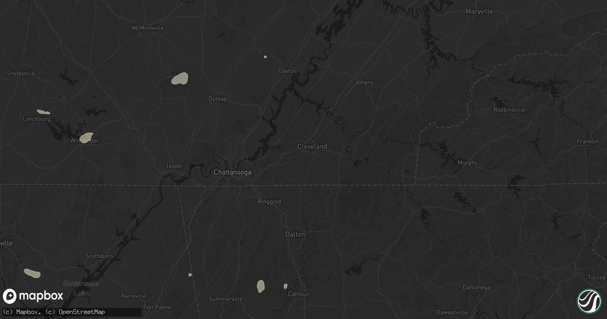 Hail map in Cleveland, TN on July 3, 2026
