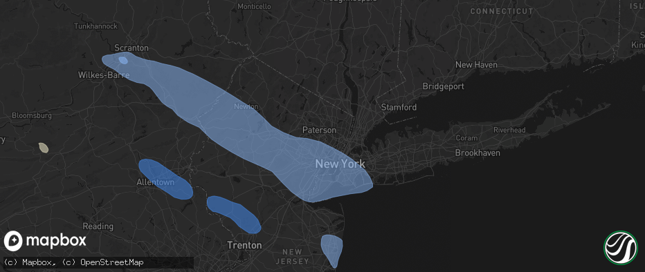 Hail map in Clifton, NJ on July 3, 2026