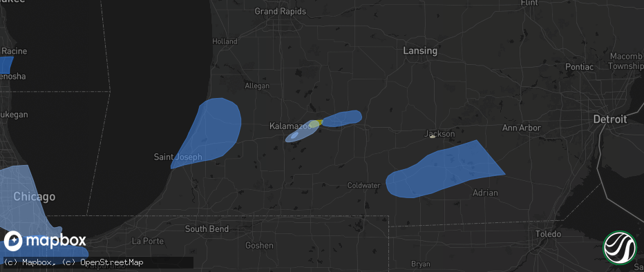 Hail map in Climax, MI on July 3, 2026