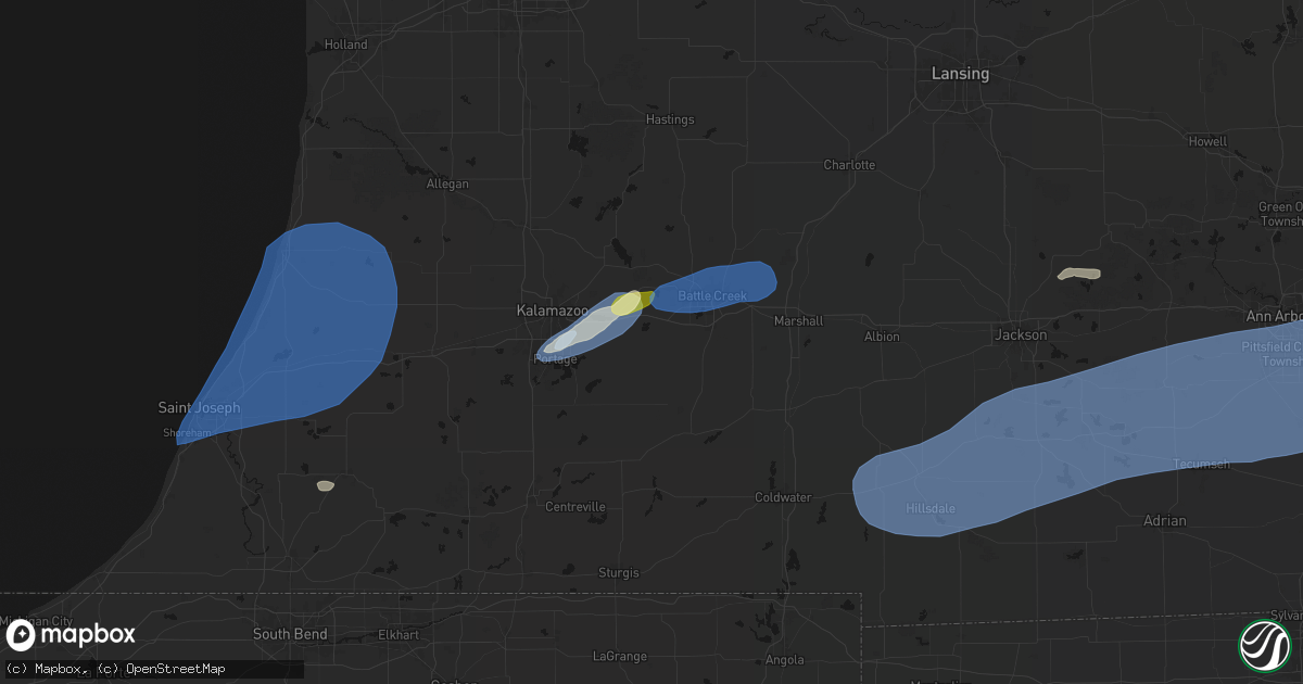 Hail map in Climax, MI on July 3, 2026