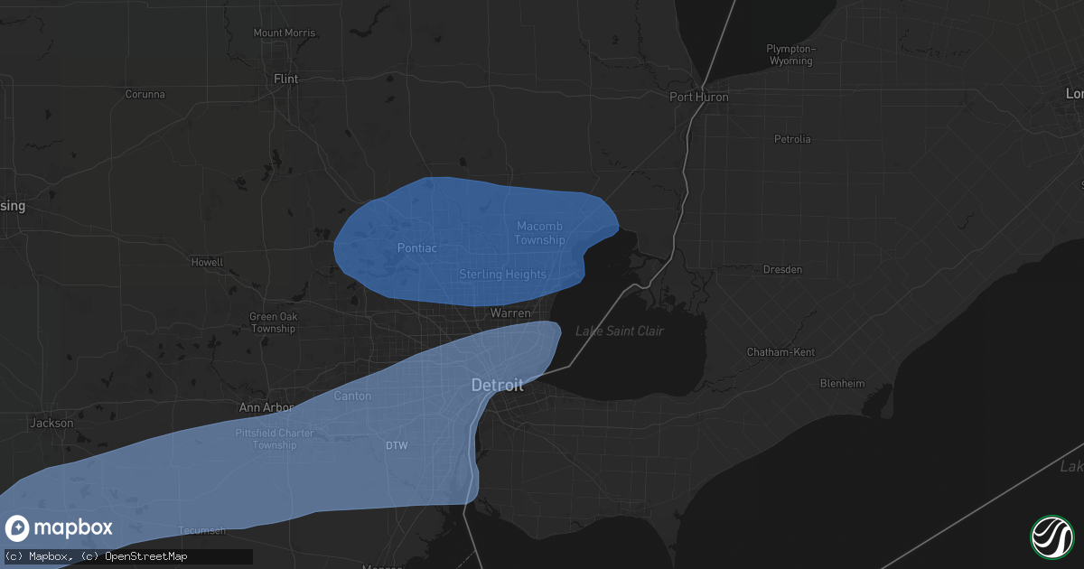 Hail map in Clinton Township, MI on July 3, 2026