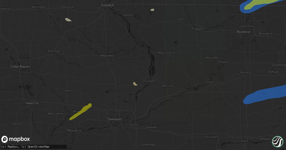 Hail map in Clinton, IA on July 3, 2026