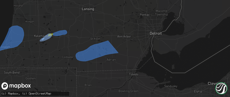 Hail map in Clinton, MI on July 3, 2026