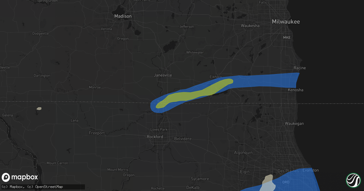 Hail map in Clinton, WI on July 3, 2026