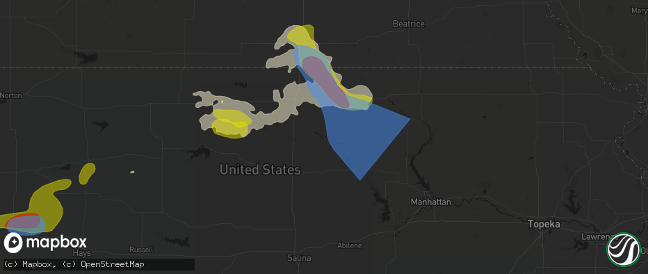 Hail map in Clyde, KS on July 3, 2026