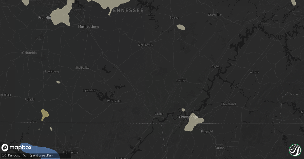 Hail map in Coalmont, TN on July 3, 2026